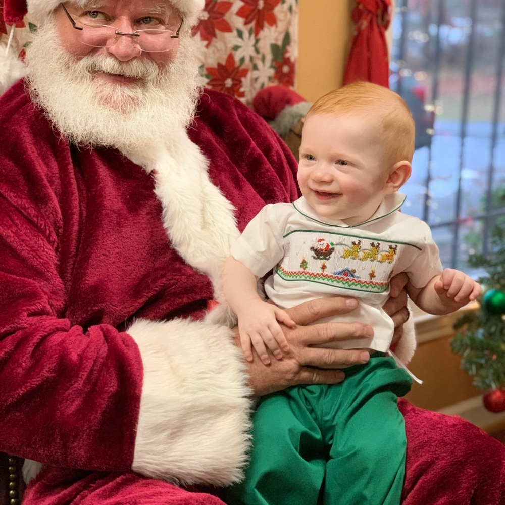 Smocked Santa Christmas 2 piece
